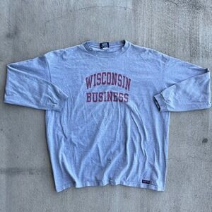 VTG Mens Wisconsin Business Jansport‎ Pullover sweater size XXL grey Made in USA